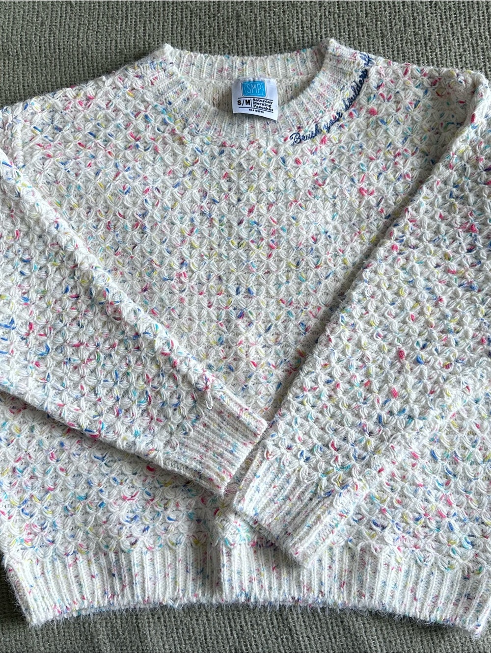 Saturday Morning Pancakes Cream Speckled Knit Sweater